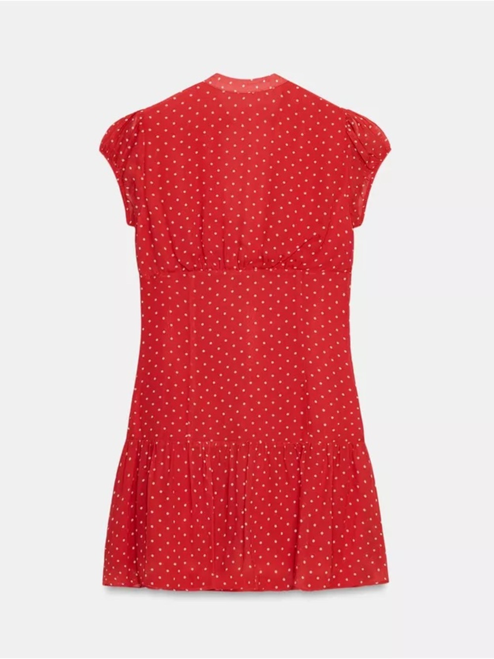 Zara Red Polka Dot Button-Front Mini Dress. POP - Picture 3 of 9